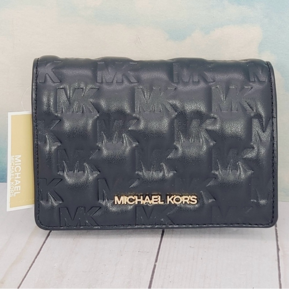 NWT Michael Kors Black Medium Slim Wallet Quilted
